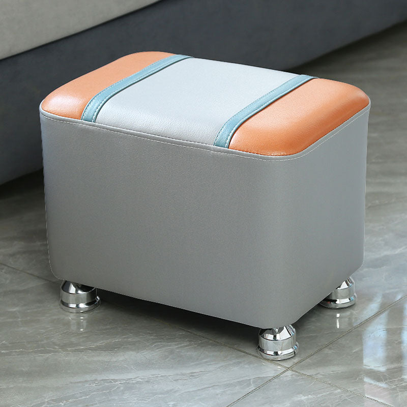 Color Matching Leather Standard Stool Modern Style Simple Rectangular Stool