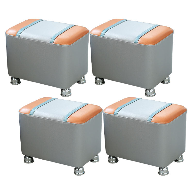 Color Matching Leather Standard Stool Modern Style Simple Rectangular Stool