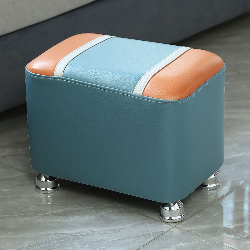 Color Matching Leather Standard Stool Modern Style Simple Rectangular Stool
