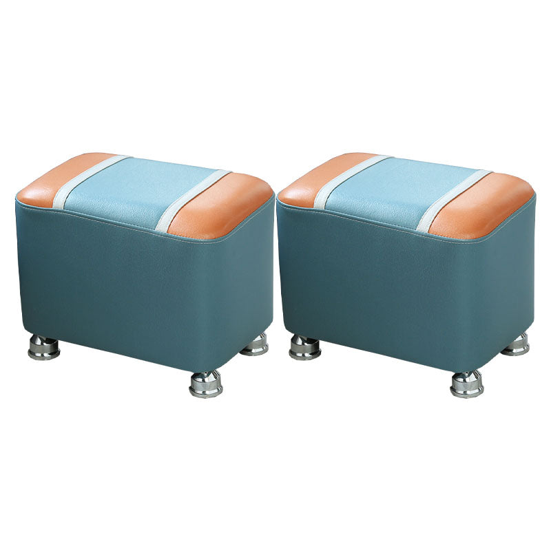Color Matching Leather Standard Stool Modern Style Simple Rectangular Stool