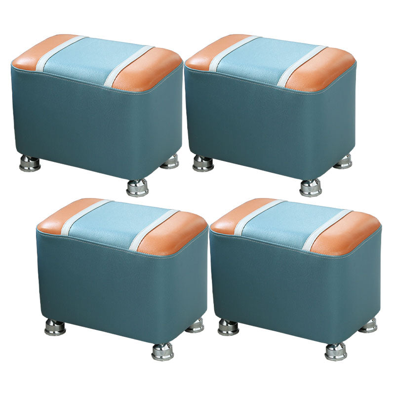 Color Matching Leather Standard Stool Modern Style Simple Rectangular Stool
