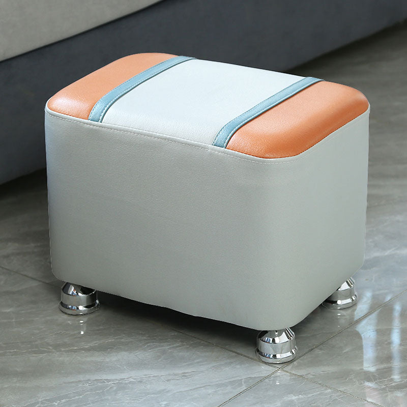 Color Matching Leather Standard Stool Modern Style Simple Rectangular Stool