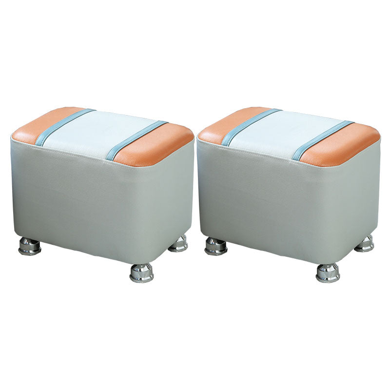 Color Matching Leather Standard Stool Modern Style Simple Rectangular Stool