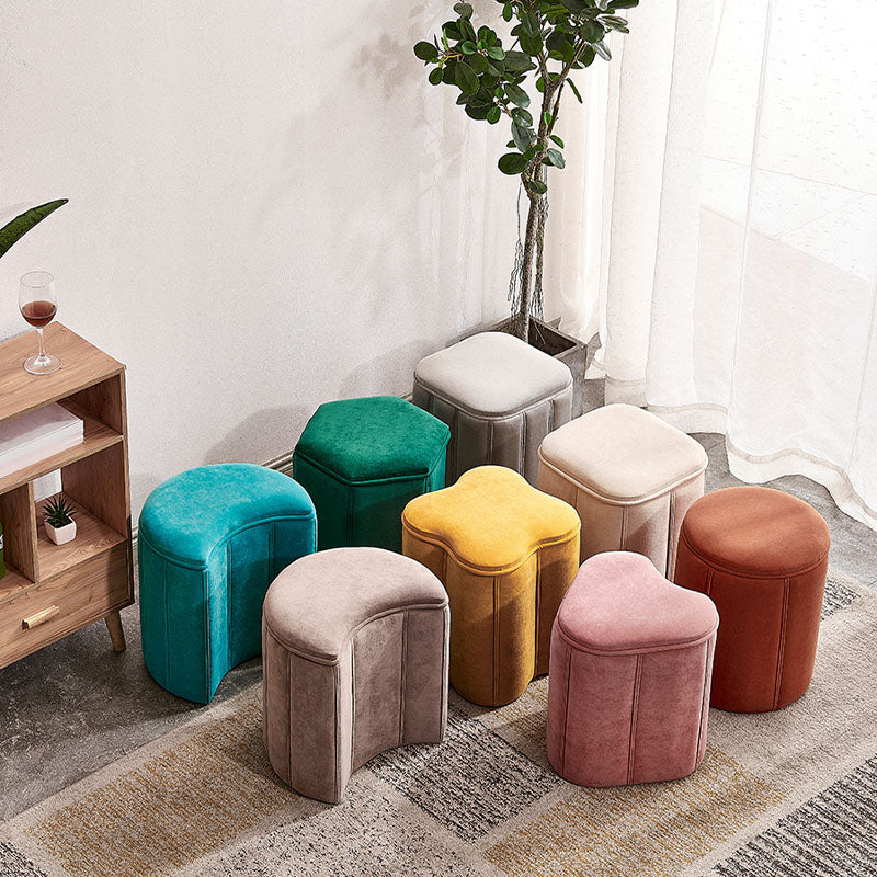 Solid Color Fabric Standard Stool Modern Simple Plum Blossom Upholstered Footstool
