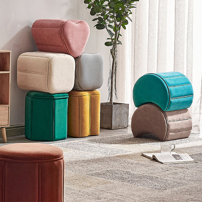 Solid Color Fabric Standard Stool Modern Simple Moon Upholstered Footstool