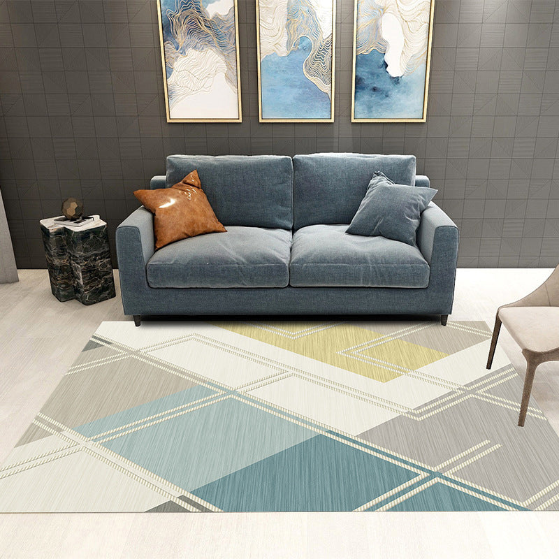 Beige Modern Carpet Geometric Polyester Carpet Washable Carpet for Drawing Room