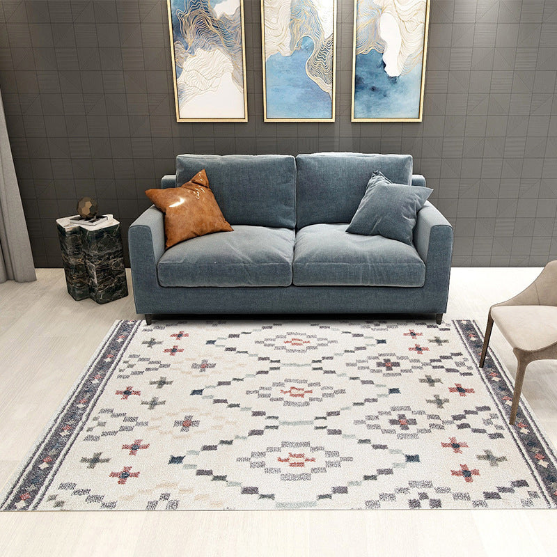 Beige Modern Carpet Geometric Polyester Carpet Washable Carpet for Drawing Room