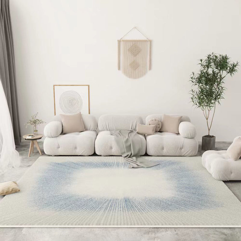 White Modern Carpet Striped Polyester Carpet Washable Carpet for Living Room