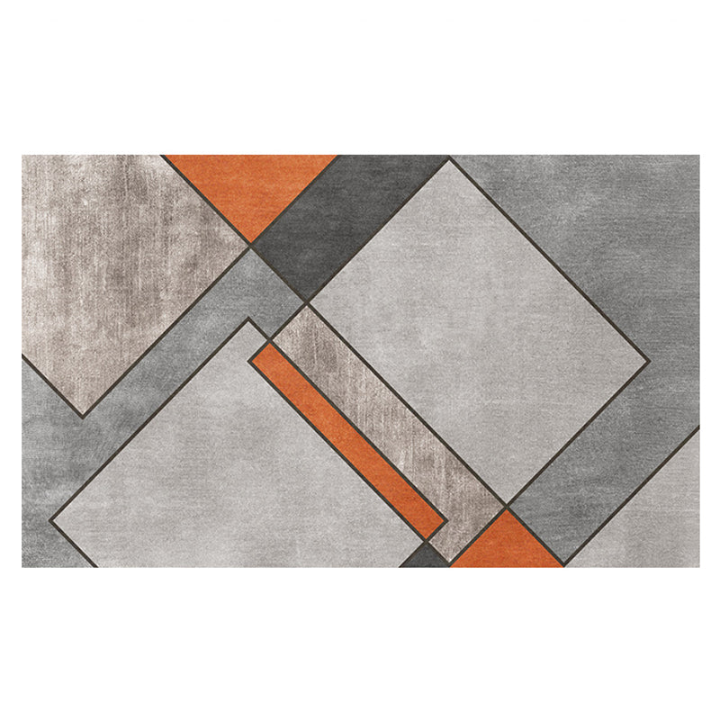 Orange Modern Carpet Geometry Polyester Carpet Washable Carpet for Living Room