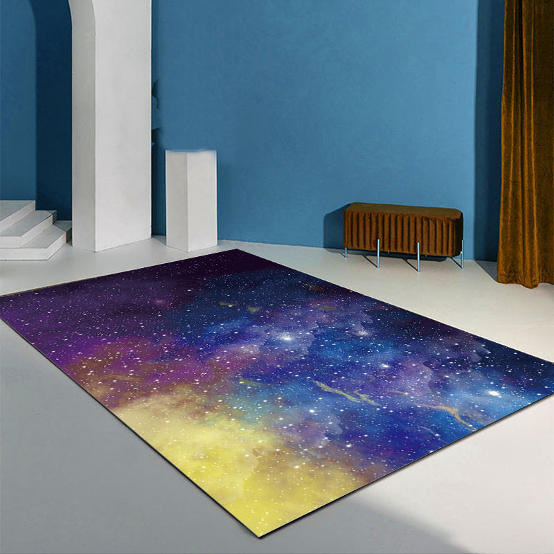 Purple Modern Carpet Starry Sky Polyester Area Carpet Washable Carpet for Home Decor