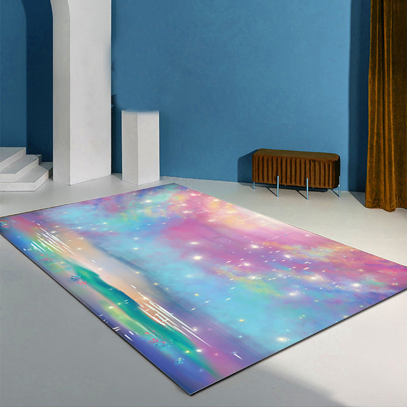 Purple Modern Carpet Starry Sky Polyester Area Carpet Washable Carpet for Home Decor