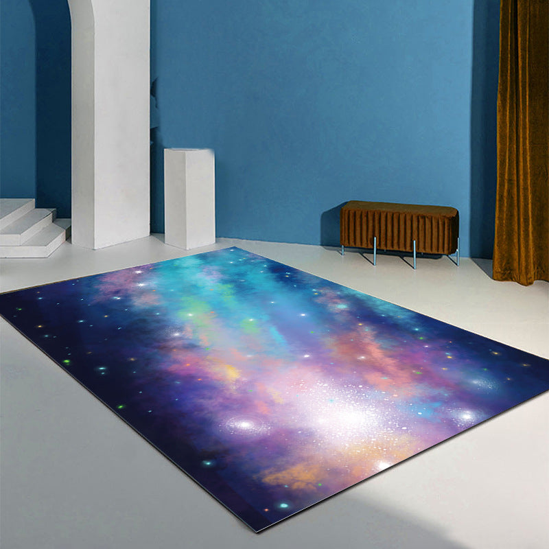 Purple Modern Carpet Starry Sky Polyester Area Carpet Washable Carpet for Home Decor