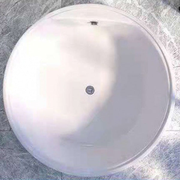 Modern Acrylic Round Bath Freestanding Soaking 22.05-inch Tall Tub in White