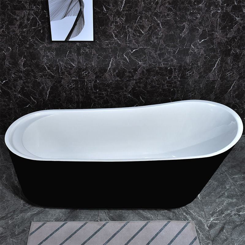 Modern Acrylic Freestanding Bathtub Soaking Single Slipper Tub in White