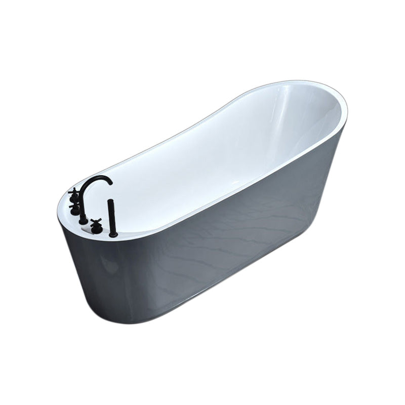 Modern Acrylic Freestanding Bathtub Soaking Single Slipper Tub in White