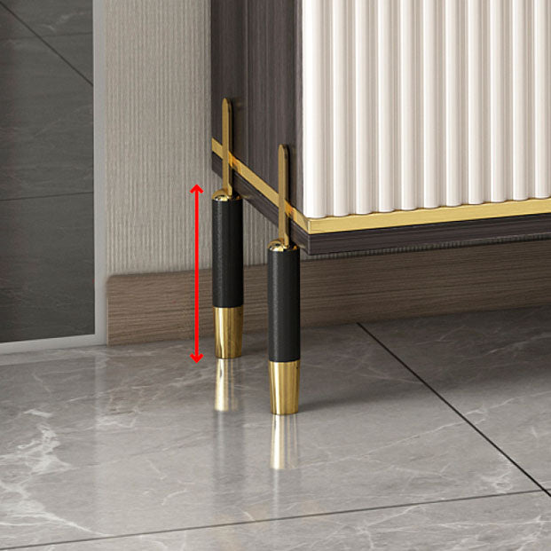 Contemporary Faux Wood Dining Hutch Glass Doors Storage Cabinet for Dining Room