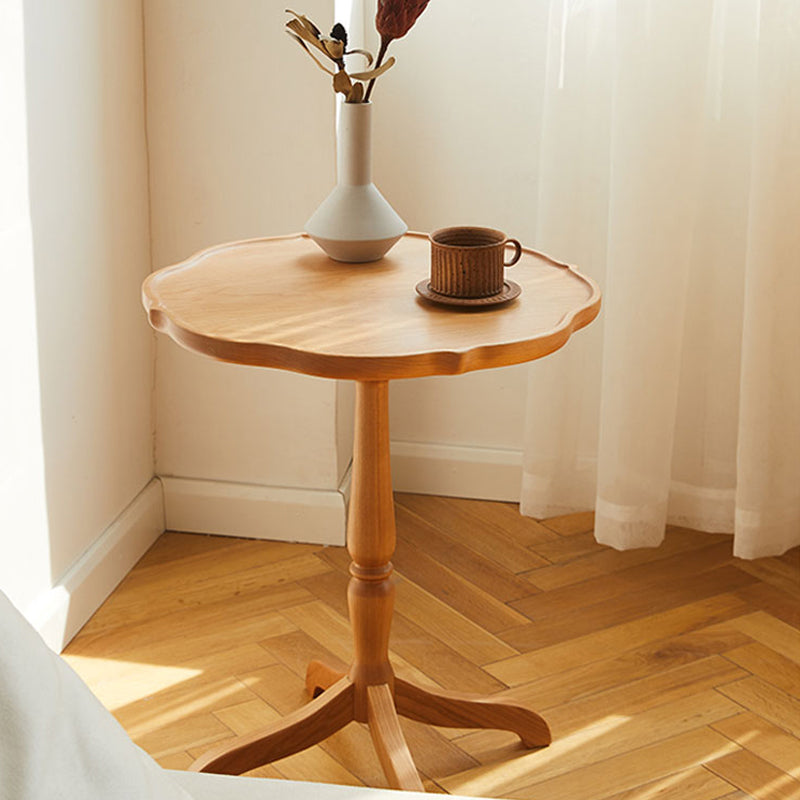 Modern Accent Side Table Naturally Shaped Natural Solid Wood 4 Legs Living Room