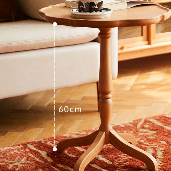 Modern Accent Side Table Naturally Shaped Natural Solid Wood 4 Legs Living Room