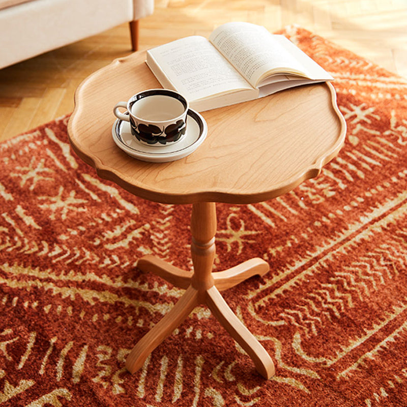 Modern Accent Side Table Naturally Shaped Natural Solid Wood 4 Legs Living Room