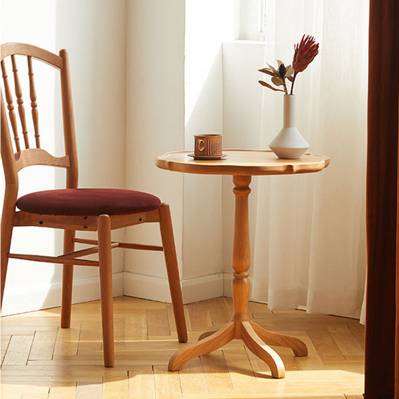 Modern Accent Side Table Naturally Shaped Natural Solid Wood 4 Legs Living Room