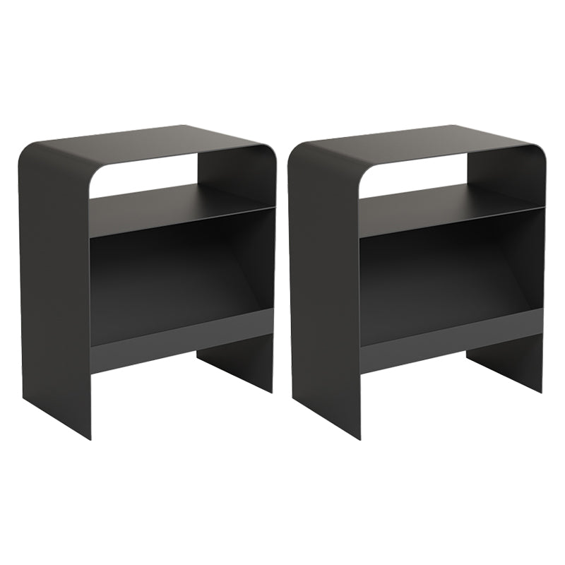 Modern Accent Side Table Metal Sled with Storage Rectangular Living Room End Table