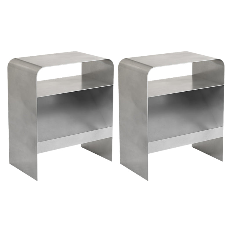 Modern Accent Side Table Metal Sled with Storage Rectangular Living Room End Table