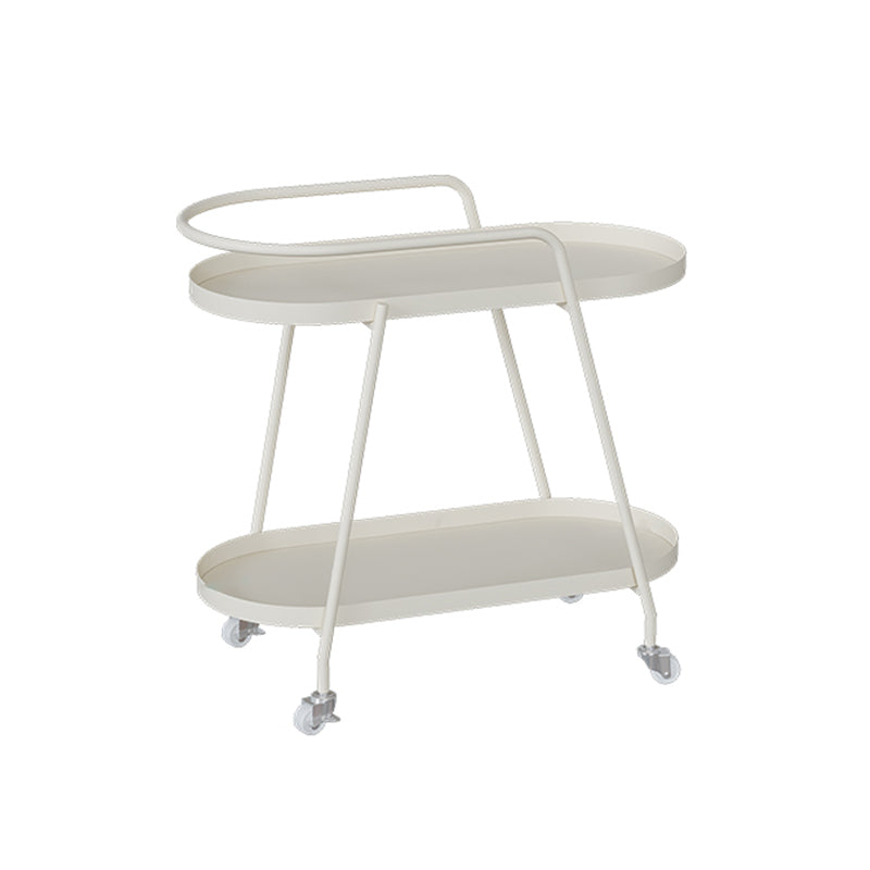 Glam Living Room Accent Side Table Double Tier Oval Metal with Shelf  Corner Table