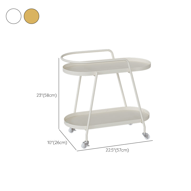 Glam Living Room Accent Side Table Double Tier Oval Metal with Shelf  Corner Table