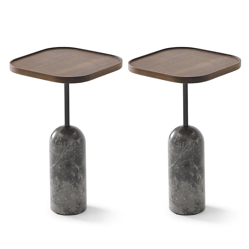 Modern Accent Side Table Sofa Round Pedestal Marble Living Room Corner Table