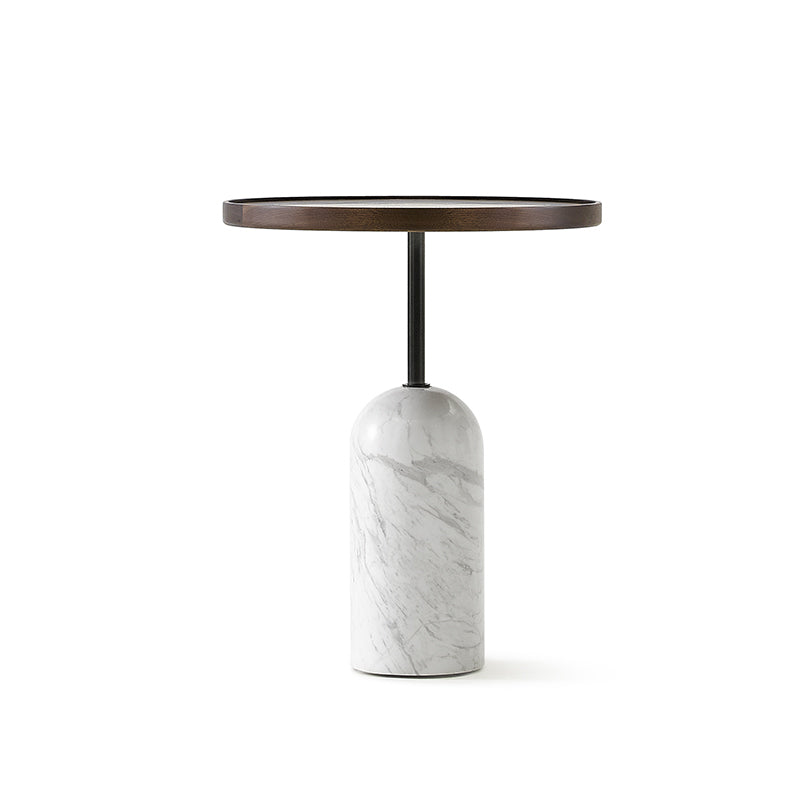 Modern Accent Side Table Sofa Round Pedestal Marble Living Room Corner Table
