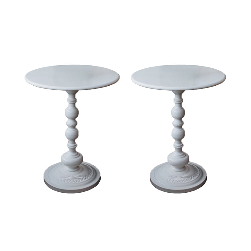 Round Metal Pedestal End Table Black/White Accent Side Table