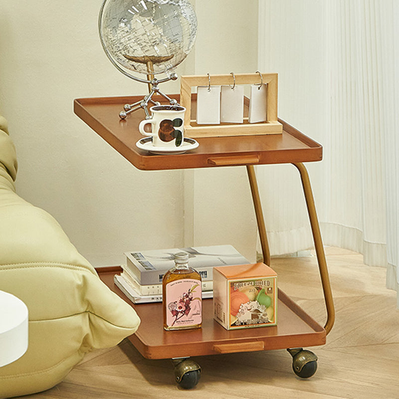 Modernistic End Slide Table Living Room Rectangular with Storage Solid Wood