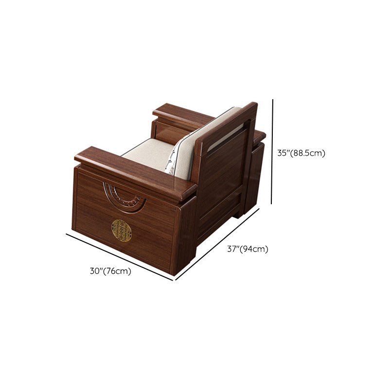 Contemporary Solid Wood Frame Sofa in Brown Cotton Blend Sofa