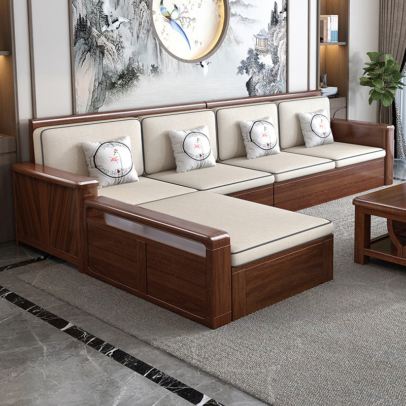 County Style Solid Wood Frame Sofa Cotton Blend Sofa and Chaise