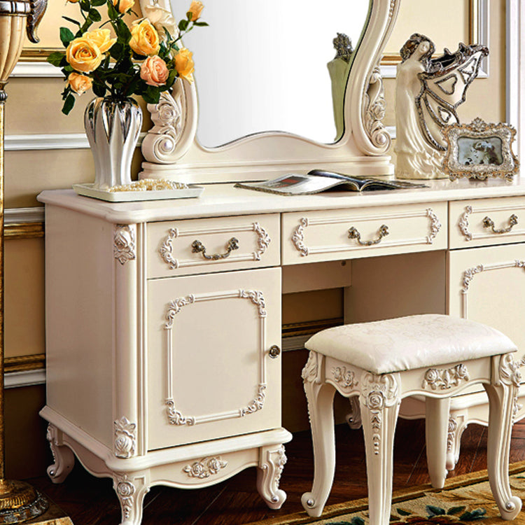 Victorian Storage Makeup Vanity Desk Bedroom Dressing Table Stool Set with Drawer