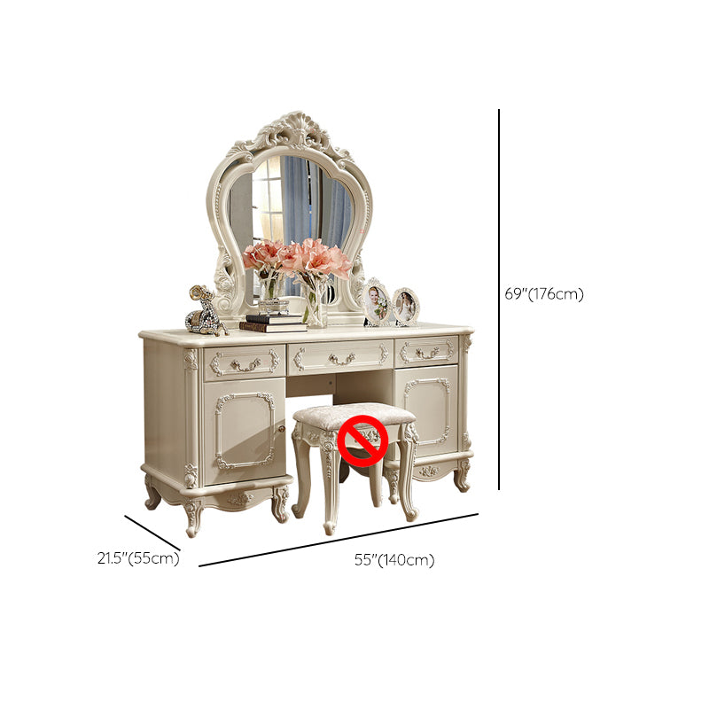Victorian Storage Makeup Vanity Desk Bedroom Dressing Table Stool Set with Drawer