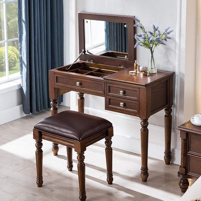 Traditions Vanity Dressing Table Solid Wood Make-up Vanity with Mirrors