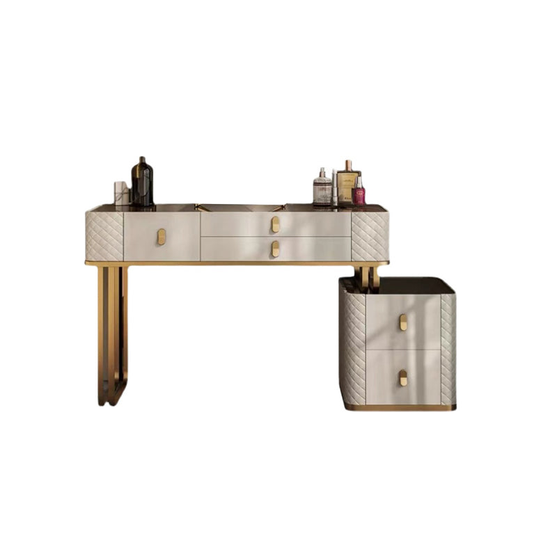 Glam Mirrored Glass Vanity Desk Bedroom Vanity Dressing Table with Drawer