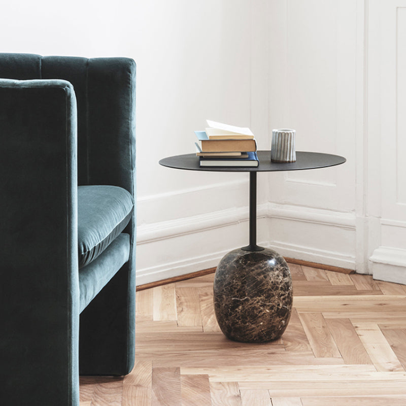 Contemporary End Slide Table Round Living Room Pedestal Marble Corner Table