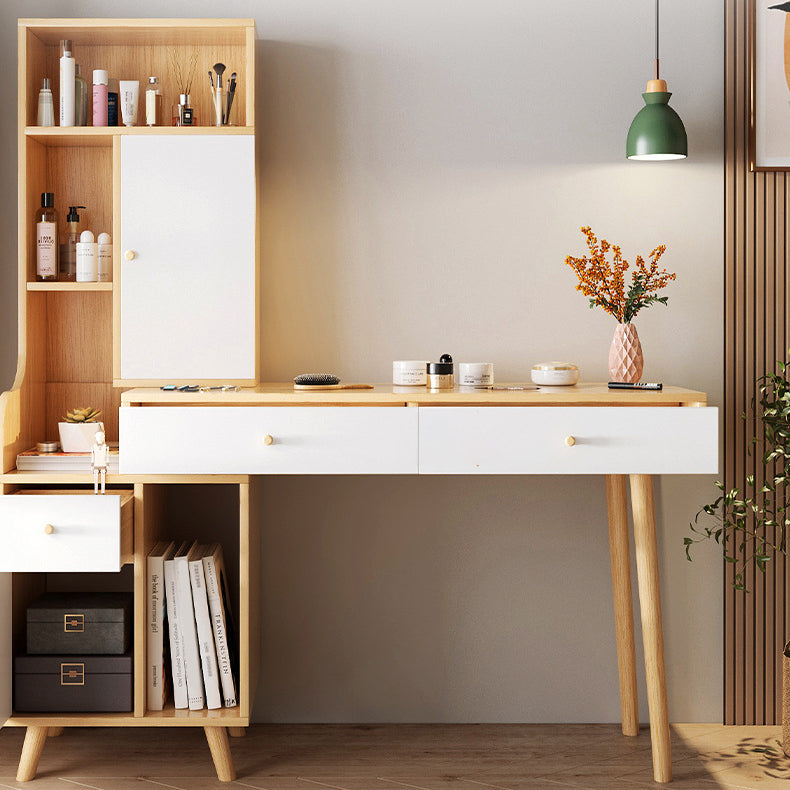 Scandinavian Wood Dressing Table Solid Wood Make-up Vanity with Drawers