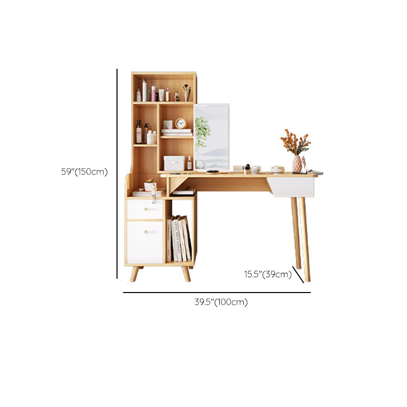 Scandinavian Wood Dressing Table Solid Wood Make-up Vanity with Drawers