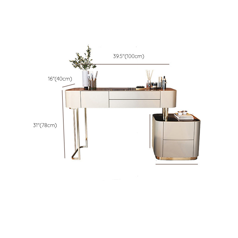 Glam Glass Vanity Desk Bedroom Vanity Dressing Table with Drawer