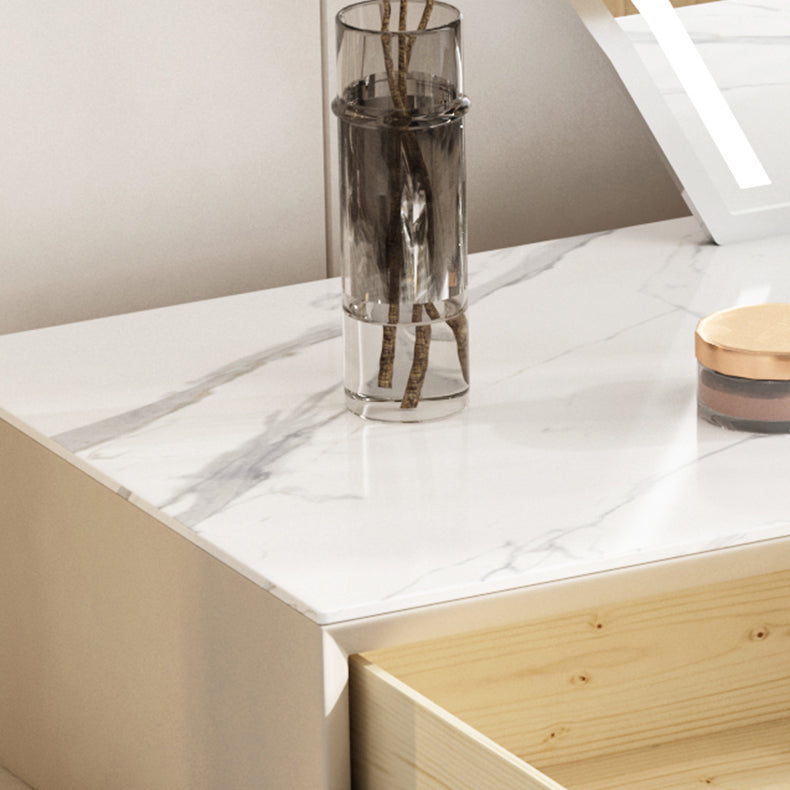 Contemporary Stone White Vanity Desk 5-Drawers Vanity Dressing Table