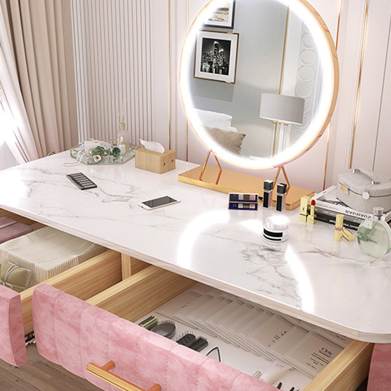 Scandinavian Faux Leather Make-up Vanity Wood Vanity Dressing Table