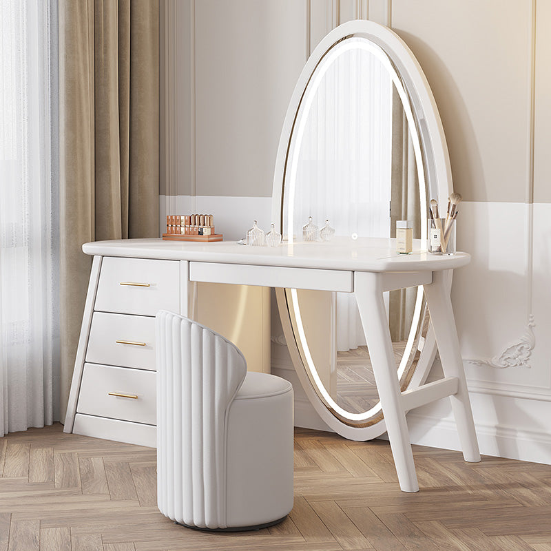 Glam Vanity Makeup Dressing Table Stool Set Wooden Makeup Vanity Set