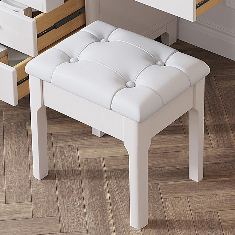 Wooden Vanity Makeup Dressing Table Stool Set with Mirror Vanity Desk