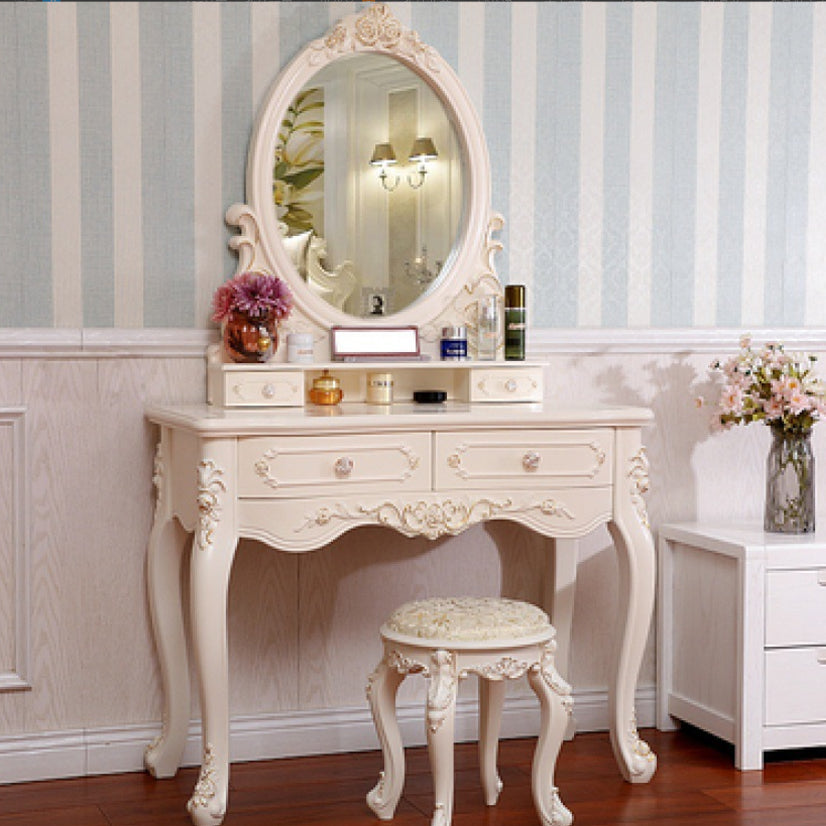 Victorian Bedroom With Drawer Mirror Solid Wood Makeup Vanity Set