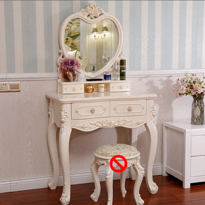 Victorian Bedroom With Drawer Mirror Solid Wood Makeup Vanity Set
