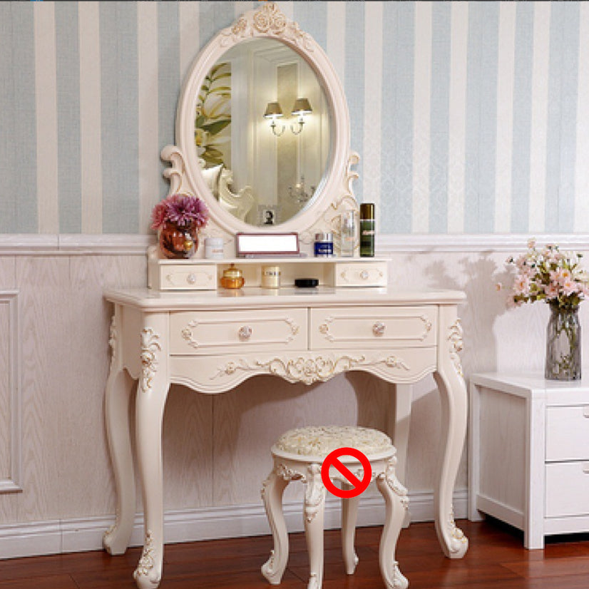 Victorian Bedroom With Drawer Mirror Solid Wood Makeup Vanity Set
