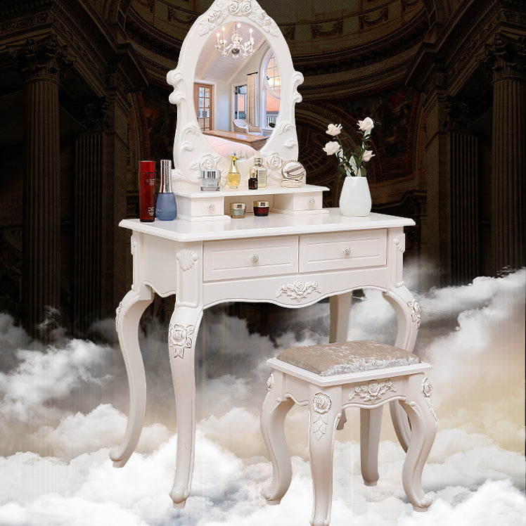 Victorian Bedroom With Drawer Mirror Solid Wood Makeup Vanity Set